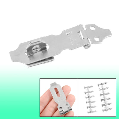 Harfington Uxcell 2 Set 3" Silver Tone Metal Door Hasp and Staple for Cabinet Gate w 12 Screws