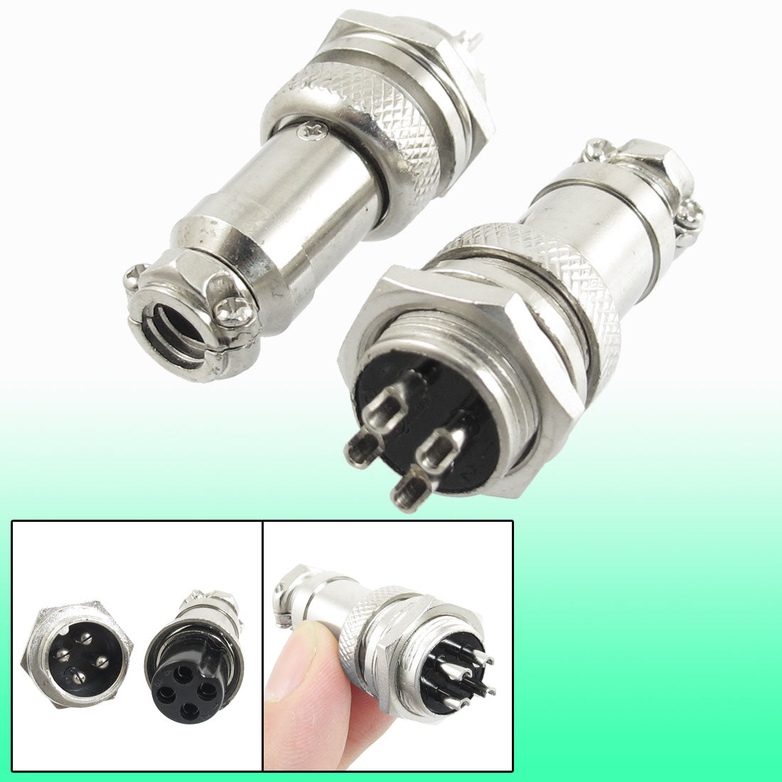 uxcell Uxcell AC 200V 5A 16mm Thread Dia 4-Pole 4 Pole Screw Aviation Connector 2Pcs