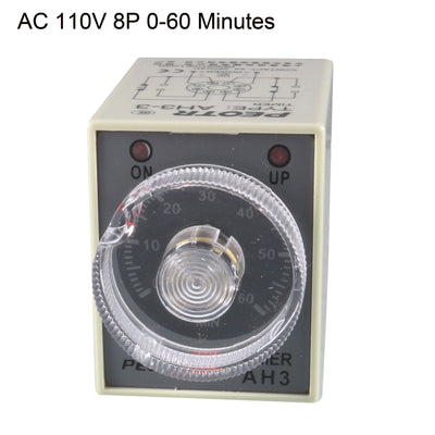 Harfington Uxcell AC 110V 8P 0-60 Minutes Range Adjustable Delay Timer Time Relay AH3-3 + Base