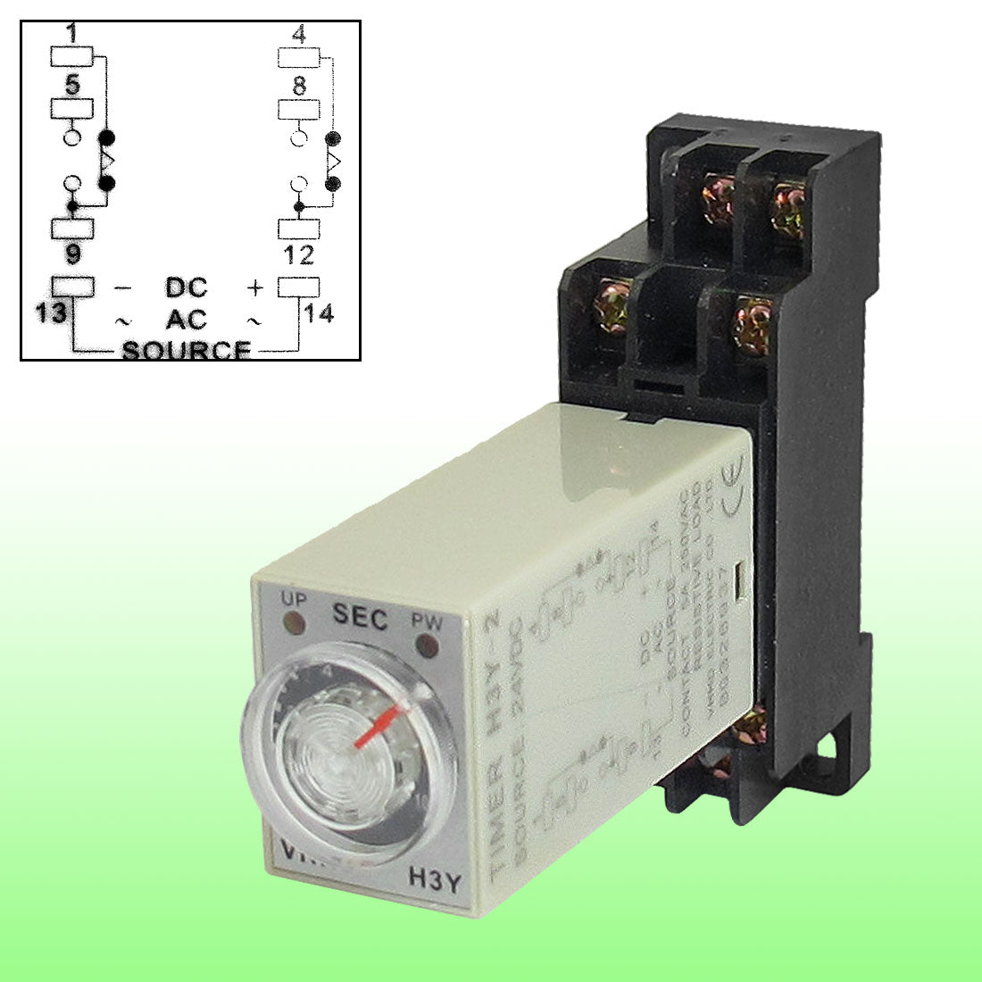 uxcell Uxcell H3Y-2 24VDC DPDT 10 Seconds 8P Terminals Delay Timer Time Relay w Base