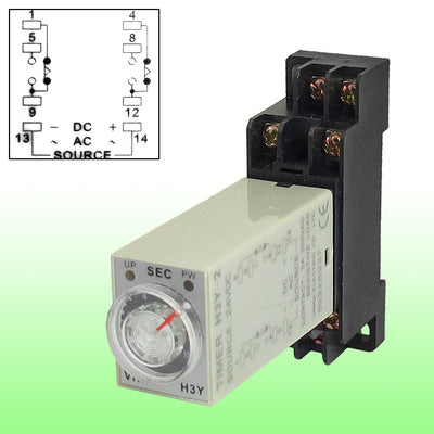 Harfington Uxcell H3Y-2 24VDC DPDT 10 Seconds 8P Terminals Delay Timer Time Relay w Base