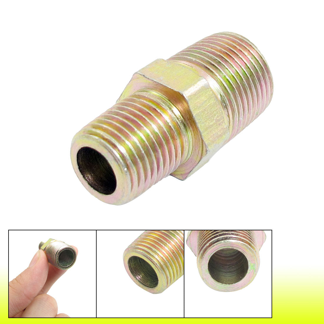 uxcell Uxcell 3/8 to 1/4 Male Thread Full Port Brass Connector Water Pipe Fitting