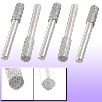 uxcell Uxcell 5 Pcs Cylindrical Head Alloy Shank Diamond Mounted Points File 8mmx20mmx6mm