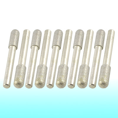 uxcell Uxcell 10 Pcs 8mm Cylinder Head Alloy 6mm Shank Diamond Mounted Points File Grinding Bits