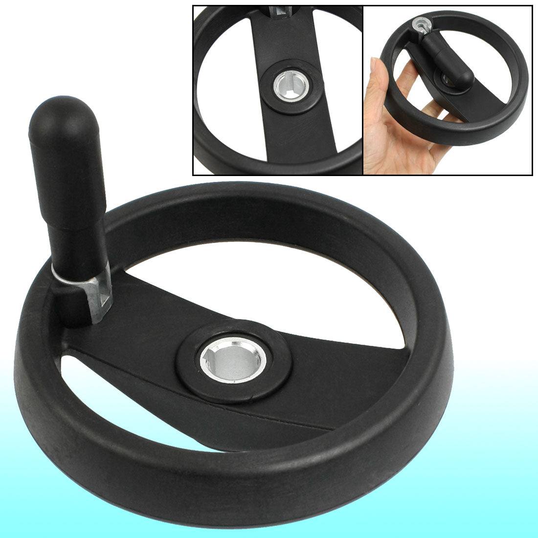 uxcell Uxcell Milling Machine Black Plastic 5.9" Diameter Hand Wheel 3.1" Long