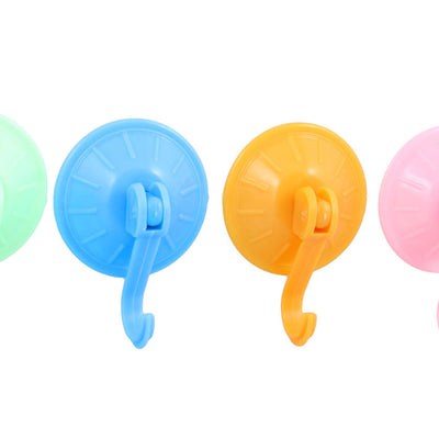 Harfington Uxcell Bathroom Assorted Color Plastic Shell Suction Cup Wall Hook 4 Pcs