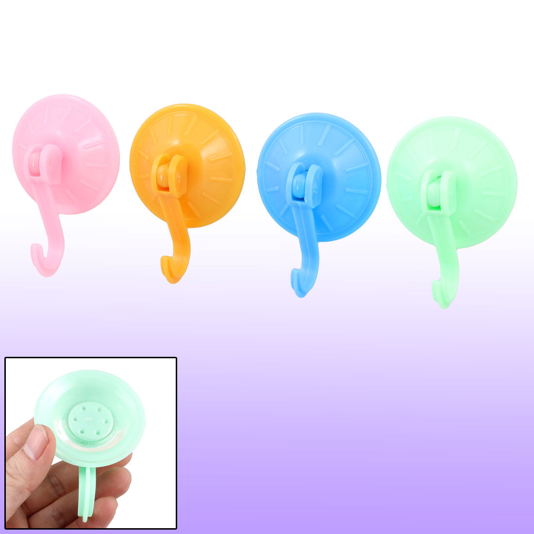 uxcell Uxcell Bathroom Assorted Color Plastic Shell Suction Cup Wall Hook 4 Pcs