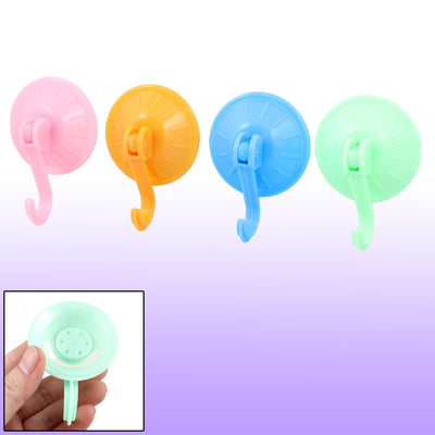 Harfington Uxcell Bathroom Assorted Color Plastic Shell Suction Cup Wall Hook 4 Pcs