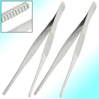 uxcell Uxcell Stainless Steel 16cm Length Straight Tweezers Forceps Handy Tool 2 Pcs