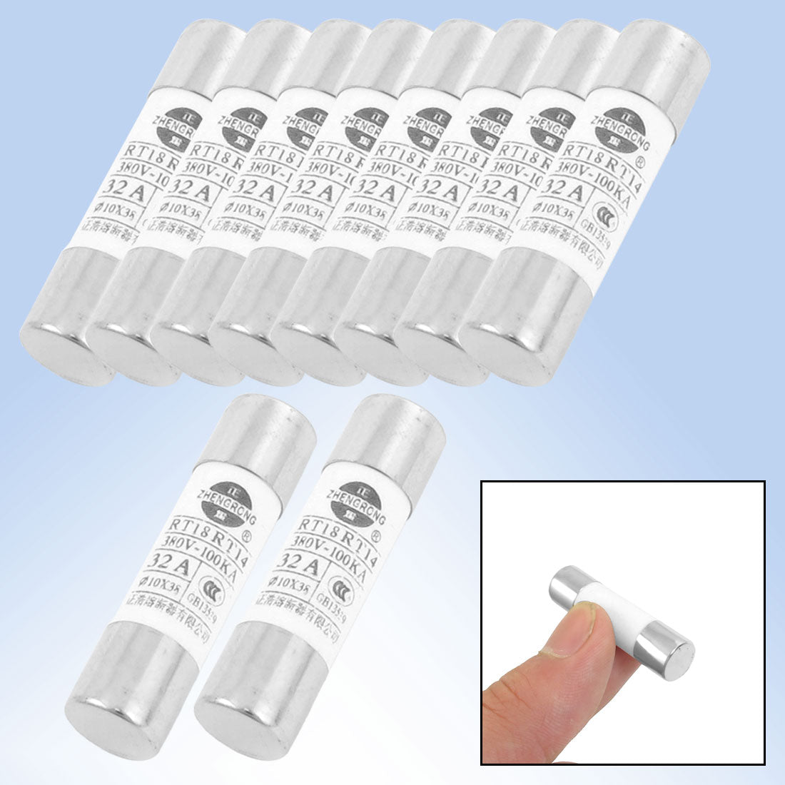 Sourcing Map 20 Pcs 500V 20A 10x38mm Cylindrique Céramique Tube Fusibles R015 RT14 RT18 RT19