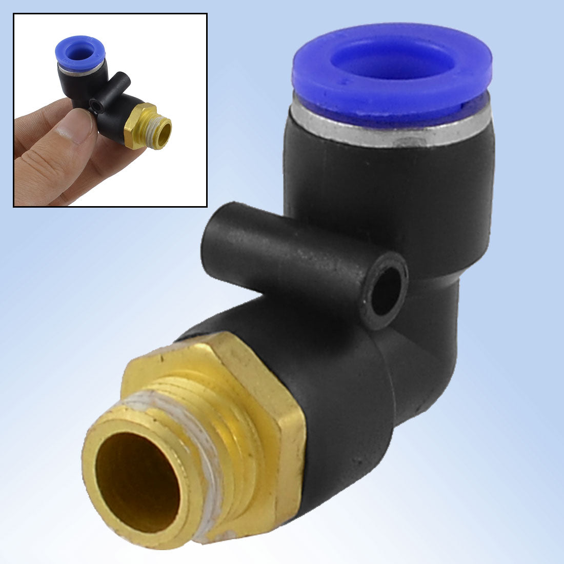 uxcell Uxcell 13mm Male Thread to 10mm Push In Fitting Elbow Pneumatic Quick Connector