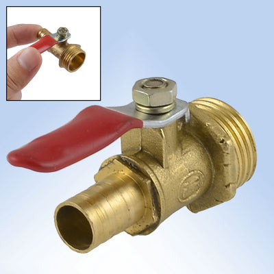 uxcell Uxcell 1/2" PT Male Thread to 10mm Hose Barb Red Lever Handle Brass Ball Valve