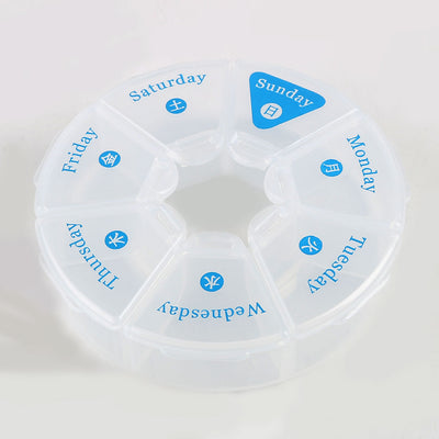 Harfington Uxcell Round Shaped Clear Hard Plastic 7 Day Organizer Case
