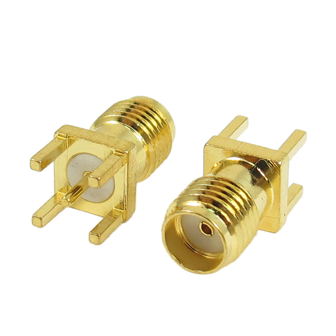 uxcell Uxcell 2 Pcs Gold tone PCB Mount SMA Female Jack RF Coax Coaxial Connector Adapter