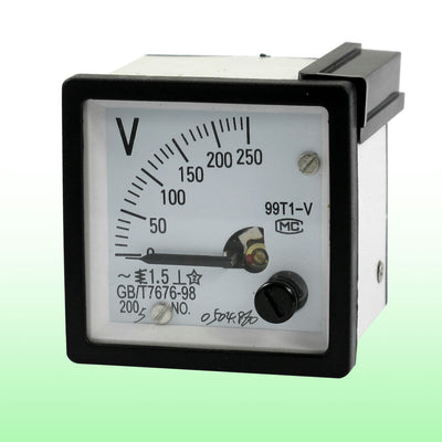 Harfington Uxcell AC 0-250V Fine Tuning Dial Panel Analog Voltage Meter Voltmeter White Black