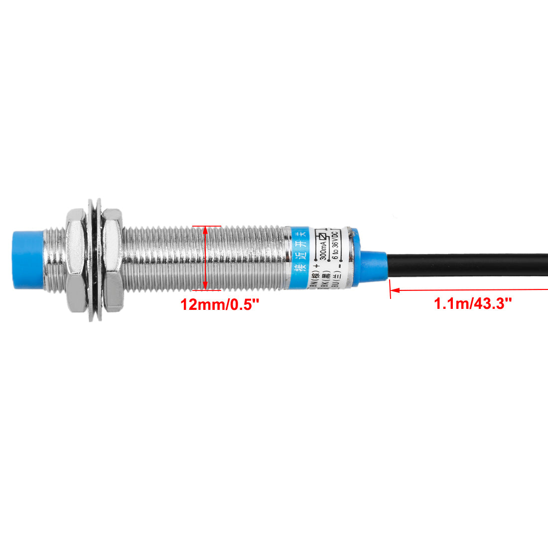 uxcell Uxcell LJ12A3-4-Z/BX 3-Wire DC 6-36V 300mA NPN NO 4mm Inductive Proximity Sensor Switch Blue Probe