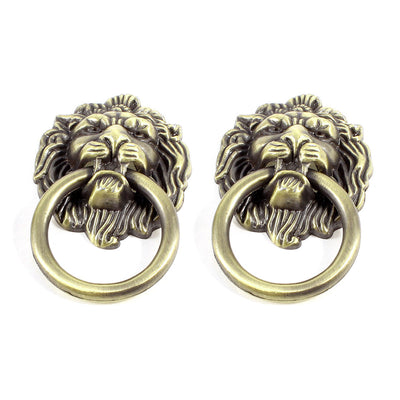 Harfington Uxcell Bronze Tone Metal Lion Head Design Drawer Cabinet Gate Door Pull Handle Knobs Pair