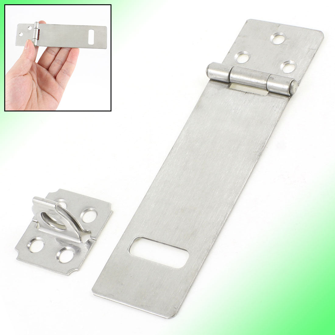 uxcell Uxcell 4" Long Cabinet Drawer Hardware Stainless Steel Padlock Hasp Staple Set