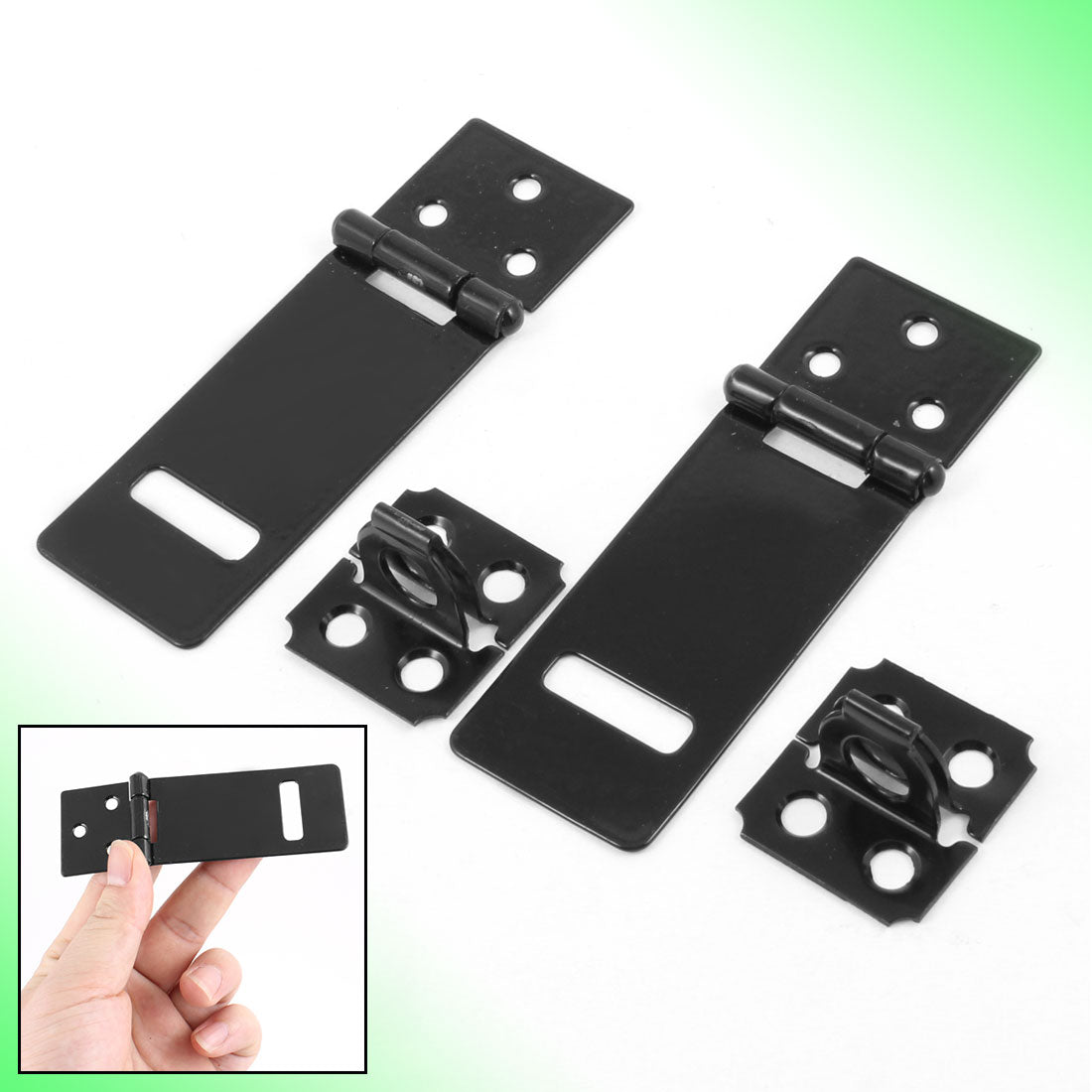uxcell Uxcell Replacement Padlock Door Cabinet Mate Black 3.5" Metal Hasp Staple 2 Set