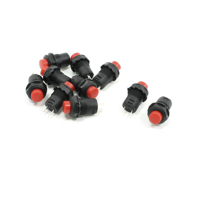 Harfington 10 Pcs Momentary Action SPST Round Red Push Button Switch AC 125V 3A