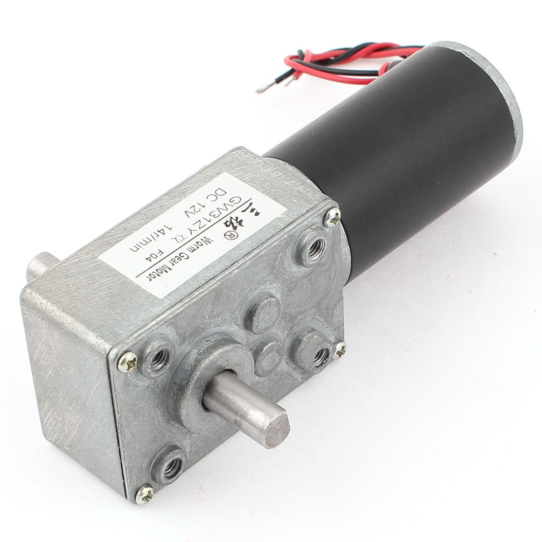uxcell Uxcell GW31ZY DC 12V 14RPM 8mmx15mm Double Shaft Worm Geared Motor