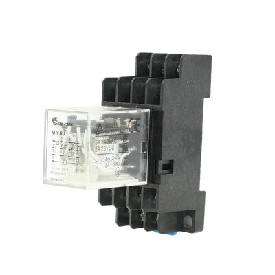 Harfington Uxcell MY4J DIN Rail 12VDC Coil 4PDT 14P General Purpose Power Relay w Base