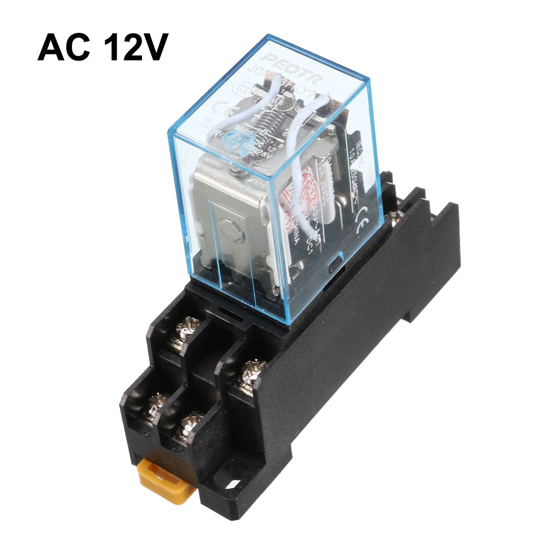 uxcell Uxcell AC 12V Coil 8 Pin DIN Rail Electromagnetic Power Relay 8 Pin 10A LY2J w Base