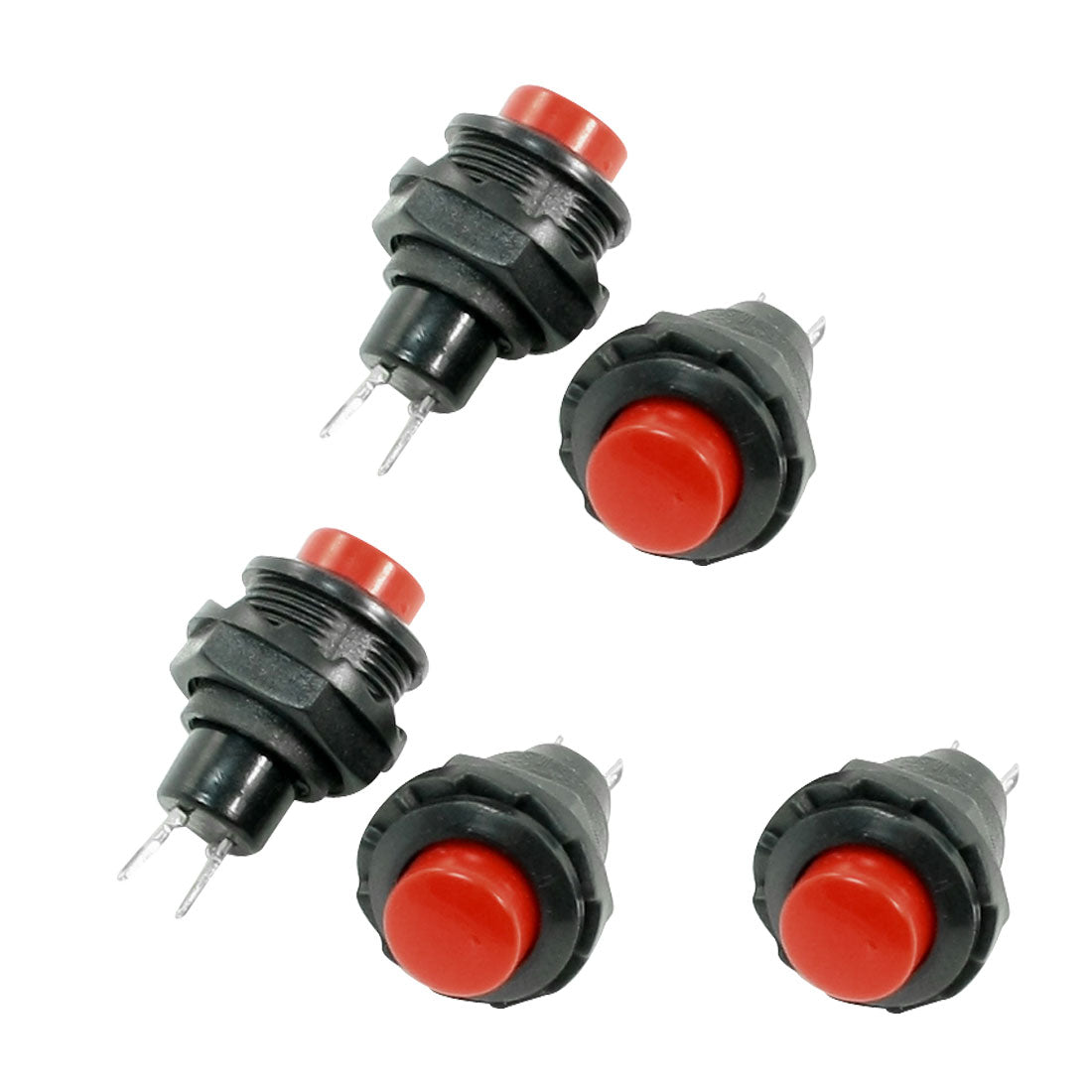 Harfington 5 Pcs AC 125V 3A 250V 1.5A SPST On/Off Momentary Red Push Button Switch