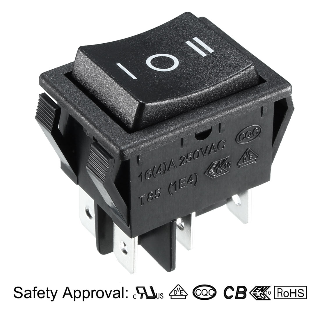 uxcell Uxcell 2Pcs 250V/16A 125V/16A AC ON/OFF/ON DPDT Snap in Boat Rocker Switch