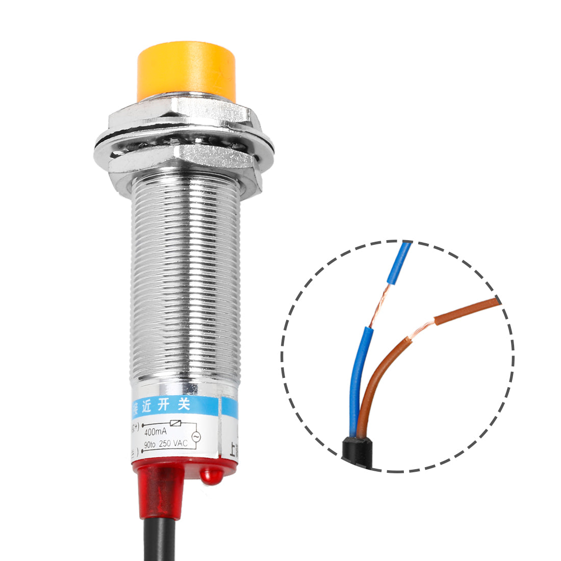 uxcell Uxcell LJ18A3-8-J/EZ 2-Wire AC 90-250V 400mA NO 8mm Approach Sensor Inductive Proximity Switch