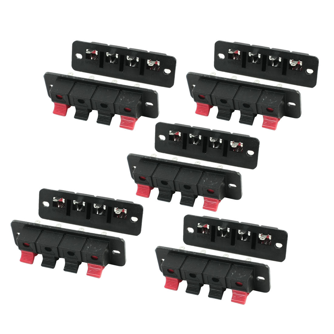 uxcell Uxcell 10Pcs PCB Mount 1 Row Vertical 4 Position 4 Pin Speaker Terminal Connector