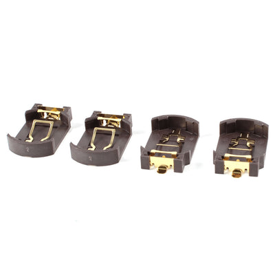 Harfington Uxcell 4 Pcs Brown Plastic Button Coin Cell Battery Socket Holder for CR2032