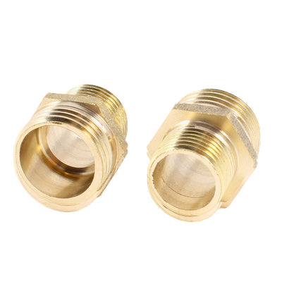 Harfington Uxcell 2 Pcs 3/8"PT x 1/2"PT Male Thread Straight Hex Nipple Pipe Quick Couplings