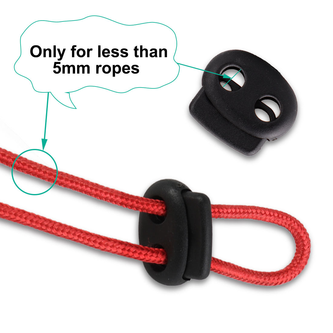 Uxcell 20 Pcs 5mm Dia Double Hole Rope Cord Locks for Tents Clothing ...