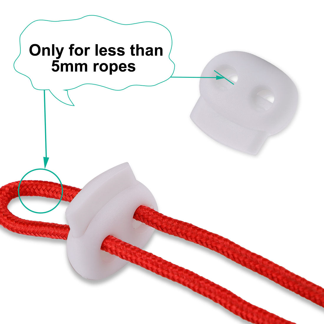 uxcell Uxcell 20 Pcs Dual Hole Cord Lock White for Clothing Backpack Rope Shoelaces
