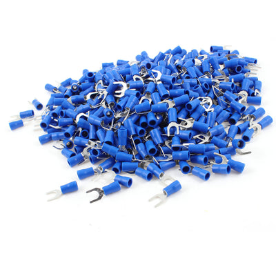 Harfington Uxcell 1000 Pcs SV2-5S Blue Pre Insulated Fork Terminals for AWG 16-14 Wire #10 Stud