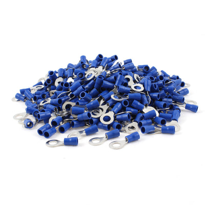 Harfington Uxcell 1000pcs RV2-6 Pre Insulated Ring Terminals Blue for 1/4" Stud AWG 16-14 Wire