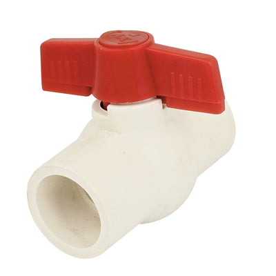 uxcell Uxcell 32mm x 32mm Slip Ends Two Way Ports PVC Ball Valve White Red