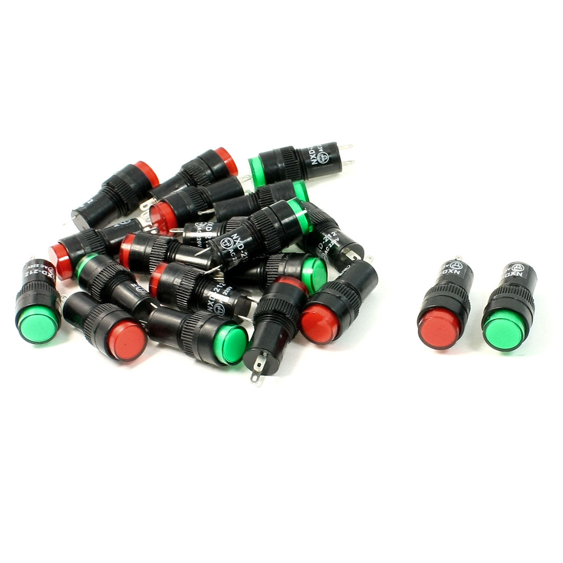 uxcell Uxcell 20 Pcs AC 220V Red Green Round Cap Indicator Light Pilot Lamp
