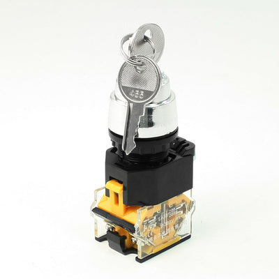 Harfington Uxcell On/Off/On Three 3 Position Rotary Selector Key Lock Switch 10A 380V AC