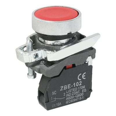 Harfington Red Cap 1NC 2-Terminal Button Switch 6A AC 240V ZBE-102 SPST