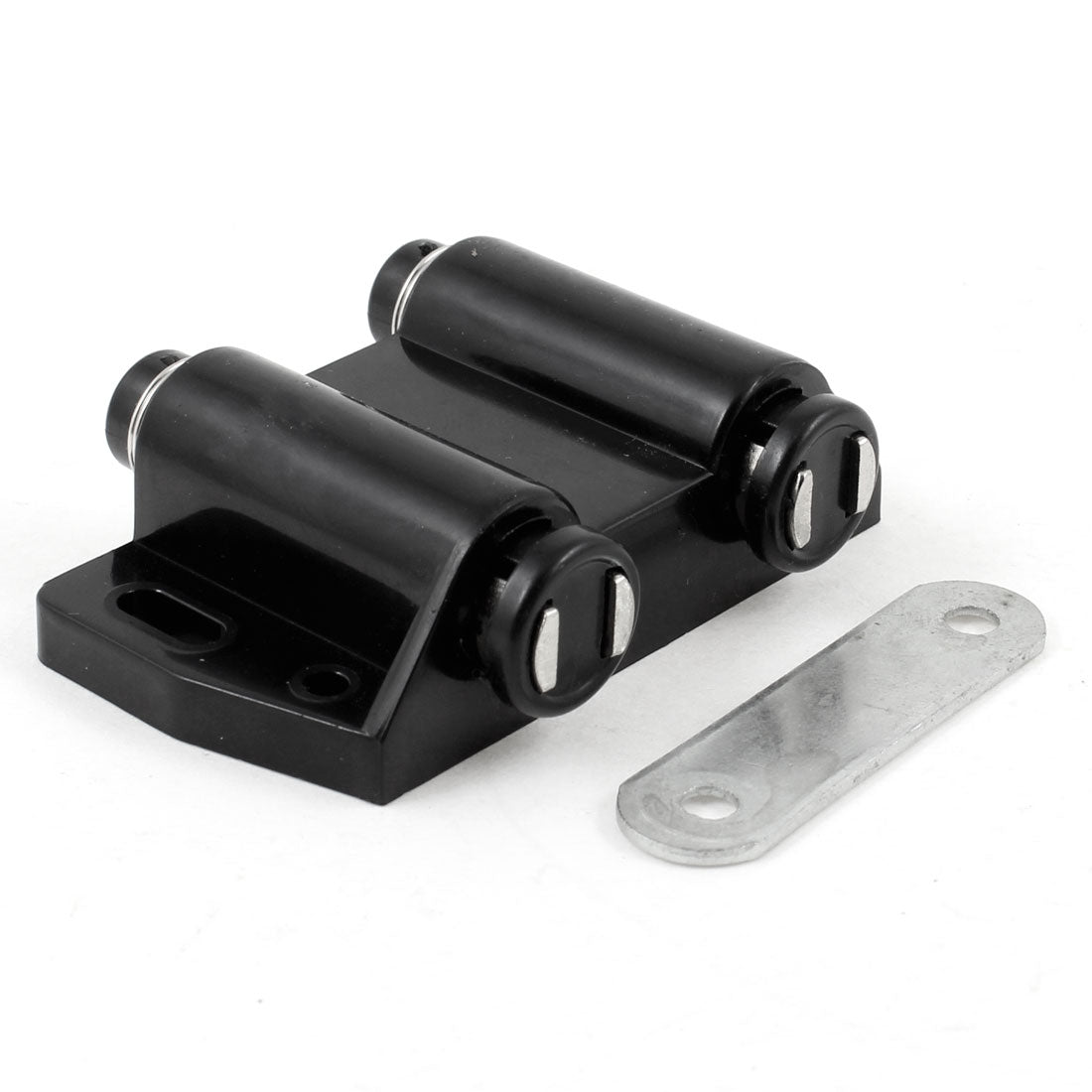 uxcell Uxcell Black Plastic Metal Double Magnetic Press Head Door Catch Latch 6.7cm Width