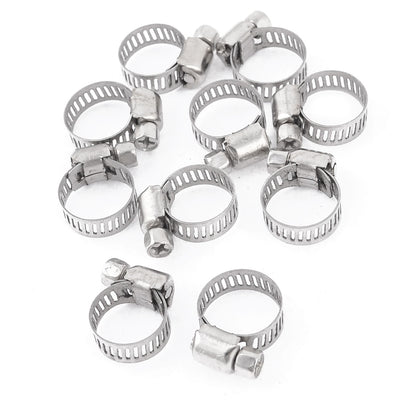 Harfington Uxcell 10 Pcs Stainless Steel 9mm to 16mm Hose Pipe Clamps Clips Fastener