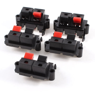 Harfington Uxcell 5 Pcs 38mm x 20mm 2 Positions Push in Jack Spring Load Audio Speaker Terminals