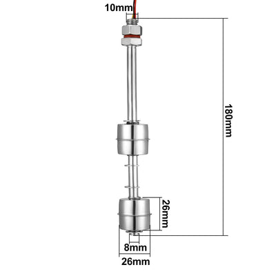 Harfington Uxcell Liquid Level Dual Balls Straight Float Switch 180mm Length DC100V 0.5A 10W