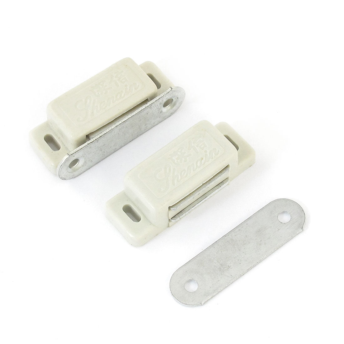 uxcell Uxcell 2 Pcs Cabinet Door White Silver Tone Screw Mounted Magnetic Catch Latch Set 1.9"