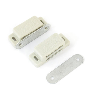 Harfington Uxcell 2 Pcs Cabinet Door White Silver Tone Screw Mounted Magnetic Catch Latch Set 1.9"