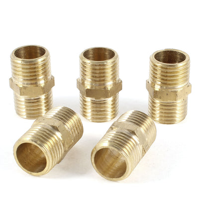 uxcell Uxcell 5 Pcs Male G1/4" to Male G1/4" Brass Straight Pipe Fitting Adapter