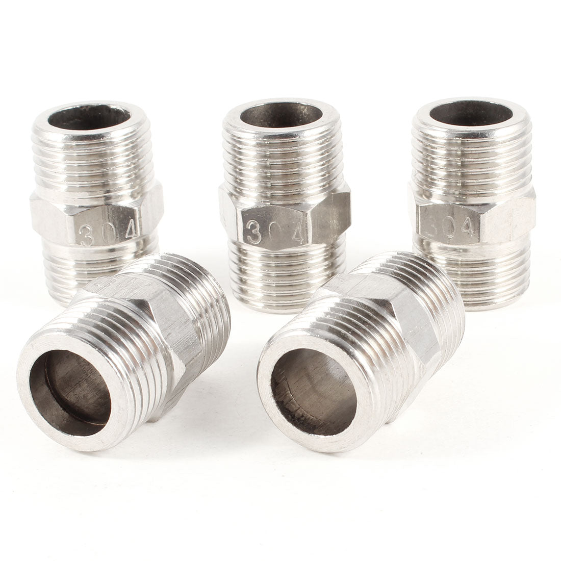 uxcell Uxcell 5 Pcs 1/2"PT to 1/2"PT Male Thread Stainless Steel Straight Pipe accoupler Fitting