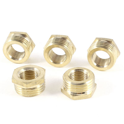 Harfington Uxcell 5 Pcs 1/2 PT Male x 1/4 PT Female Thread Brass Hex Bushing Pipe Fitting Adapter
